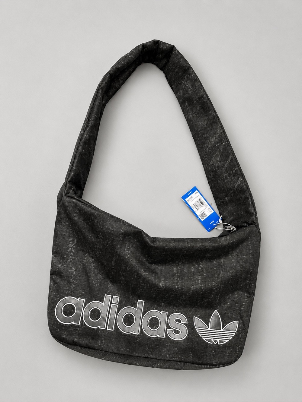 adidas Originals Shopper Denim Shoulder Bag Casual Lifestyle Bag Black KE0680